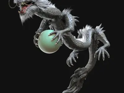 Realistic OrientalDragon 3DRigged 3D model