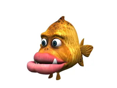 villon fish cartoon 3d rig model 3D model