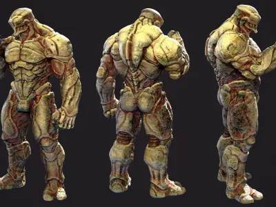 Soldier Heavy Horror Alien - Game Ready Enemy Character Low-poly 3D model
