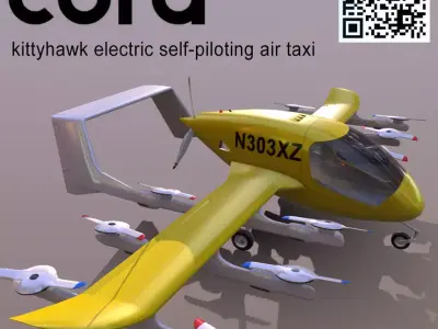CORA kittyhawk electric self-piloting air taxi Low-poly 3D model