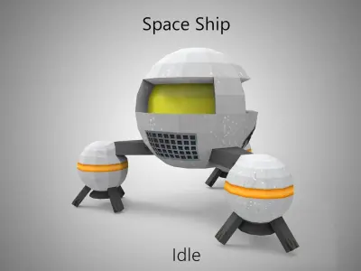 Space ship Low-poly 3D model 8