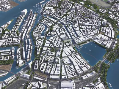 Hamburg Low-poly 3D model