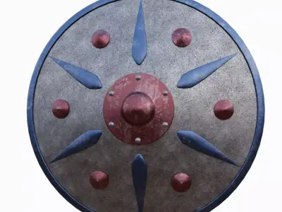Painted Shield Low-poly 3D model