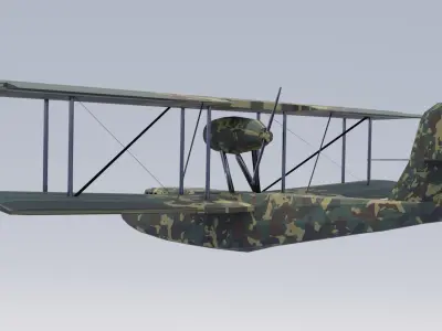 CAMS  37 airplane military camouflage Low-poly 3D model