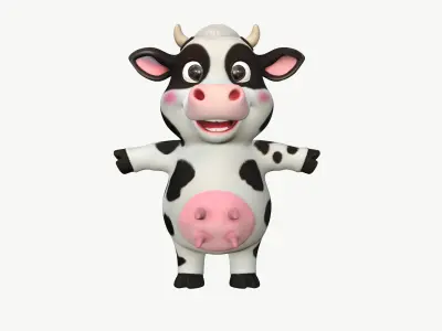 Cute Cartoon Simmental Cow - Stylized 3D Model