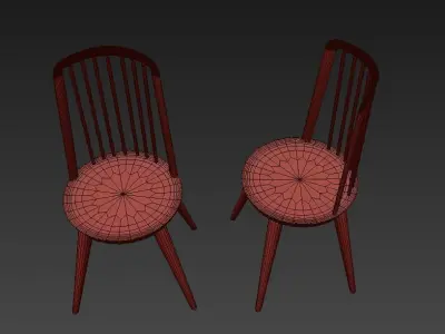 simple elegant new modern wooden dining chair  Free 3D model