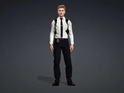 Realistic Police Officer 3D Character 3D model purchase