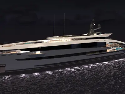 MaxiMax Superyacht Night Scene 3D model