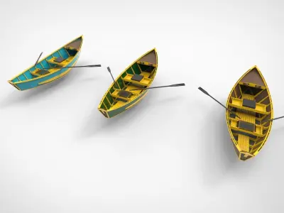 Traditional wooden boats 3D model