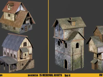 Kitbash Medieval Assets Textures Vol 4 Low-poly 3D model