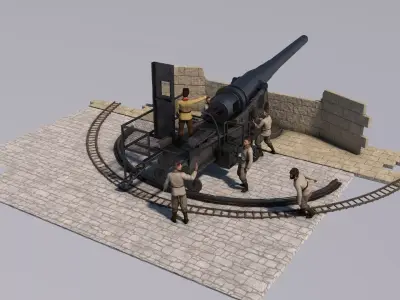 artillery battery krupp 3D model