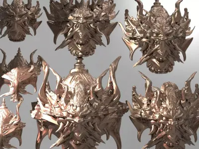 War God Baroque Mask and Shield Collection full  3D model