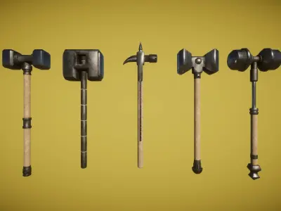 Real World - Medieval Hammers Low-poly 3D model