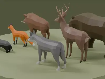 Lowpoly Stylized Forest Animals Pack Free 3D model