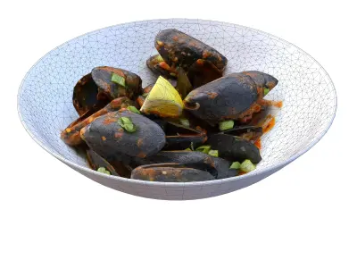 MUSSELS MARINARA Low-poly 3D model