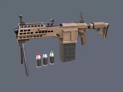 Manual Automatic Grenade Launcher Savan Caliber 32mm Low-poly 3D model