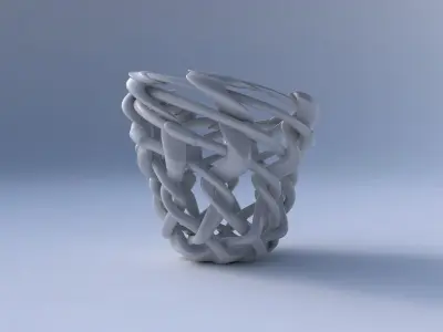 Bowl cylindrical with interlacing soft edged lattice and ribb... 3D model