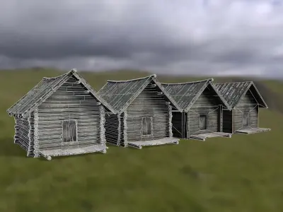 Ancient slavic house Low-poly 3D model