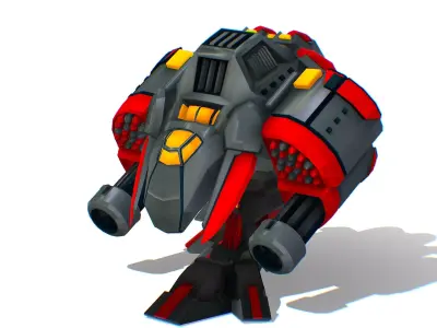 Animated Heavy Combat Robot Low-poly 3D model