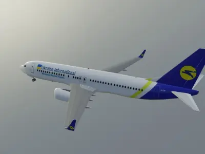 Ukraine Airlines Boeing 737-800 low poly 3D model with cockpit Low-poly 3D model