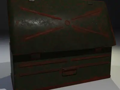 Rusty Military Metal Crate Low-poly Low-poly 3D model