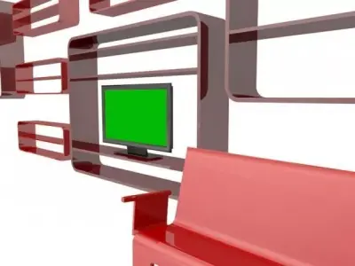 Minimal Design Furniture Set and Led TV Free 3D model