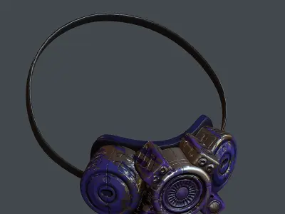 Gas mask helmet 3d model scifi Low-poly Low-poly 3D model 8