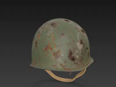 WWII Battle-Worn M1 Military Helmet 3D model
