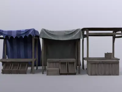 Market Stall Set Low-poly 3D model purchase