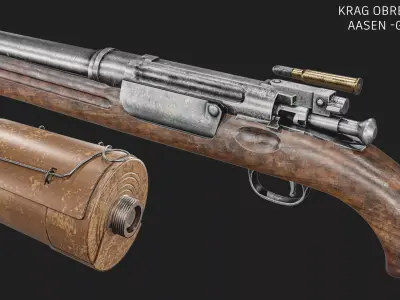 Krag Obrez Pistol  And  Aasen grenade  Low-poly 3D model