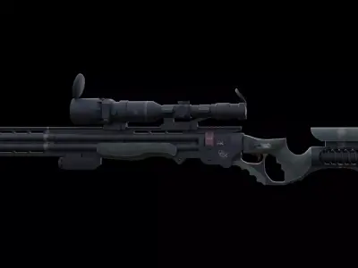 Soviet Cyberpunk Tactical Railgun Sniper 3D Model Low-poly 3D model