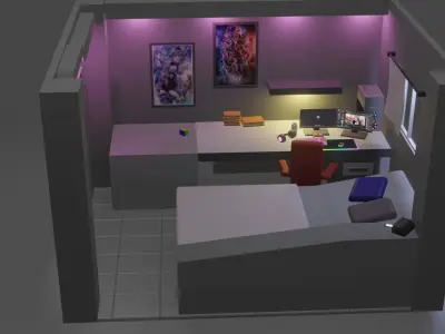Small Room for Gamer Free 3D print model