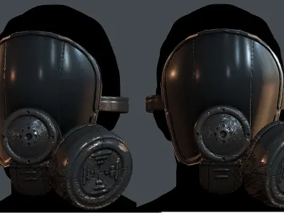 Gas mask helmet 3d model scifi Low-poly  Low-poly 3D model