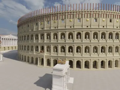 Colosseum and Temple of Venus and Roma 3D model