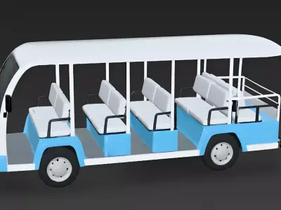 Breeze-Way Resort Shuttle Low Poly 3D Model Low-poly 3D model