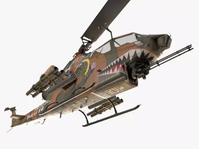 Bell AH-1S Cobra JGSDF Aoi Kisarazu Complex Animation Low-poly 3D model