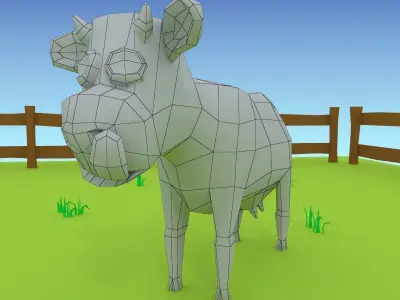 Cartoon cow low poly 3D model