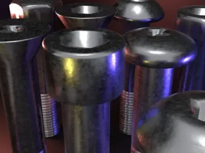 Nut Bolt and Screw Low-poly 3D model