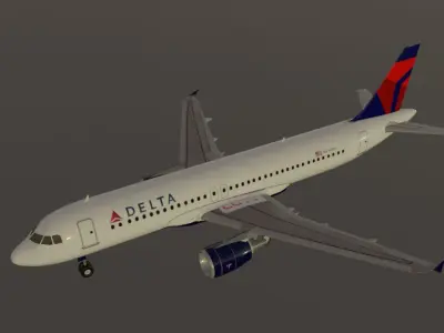 Delta airlines airbus a320-214 low poly 3D Model  Low-poly 3D model