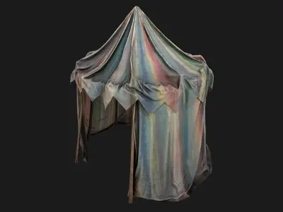 Medieval Circus Tent Market Stall Low-poly 3D model