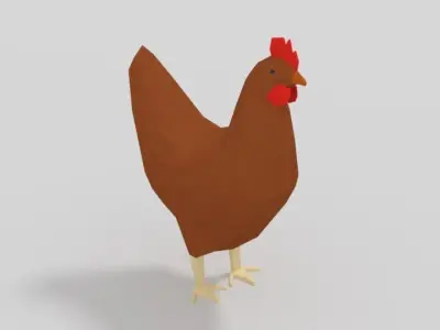 Low Poly Cartoon Chicken Low-poly 3D model