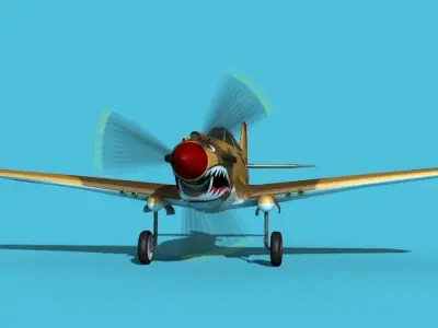 Curtiss P-40B Warhawk V15 USAAF 3D model