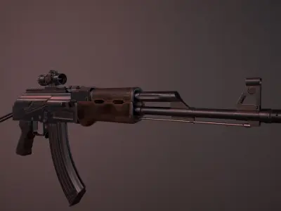 Moddable AK-47 Low-poly 3D model