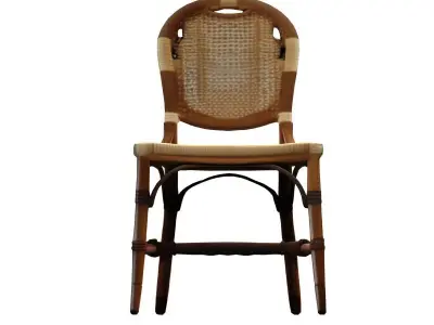 Rattan Style Wooden and Weaved Chair Lounge Coastal Boho Free low-poly 3D model