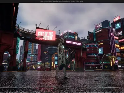 SCIFI CYBERPUNK FUTURISTIC CITY SCENE Low-poly 3D model