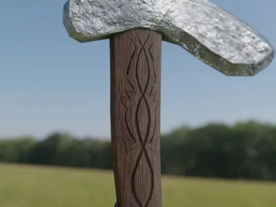 Axe PBR Low-Poly Game ready 3D model viking Low-poly 3D model