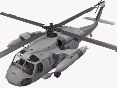 UH-60 Black Hawk Grey Basic Animation Low-poly 3D model