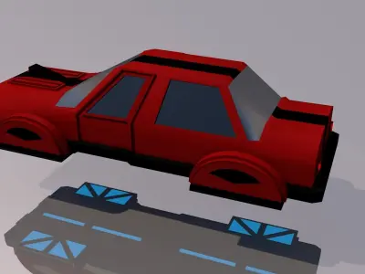 Hovercar car flying in air 3D model