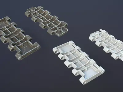 T-34 Tank Tracks Set Low-poly 3D model