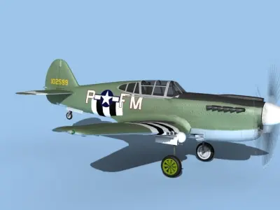 Curtiss P-40F Warhawk V06 USAAF 3D model